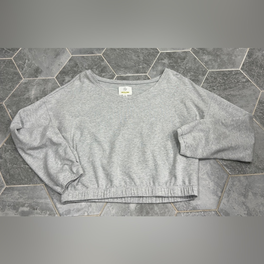 Offline by Aerie light gray cropped sweatshirt women’s small